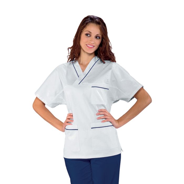 Casacca unisex collo a v con profilo colorato