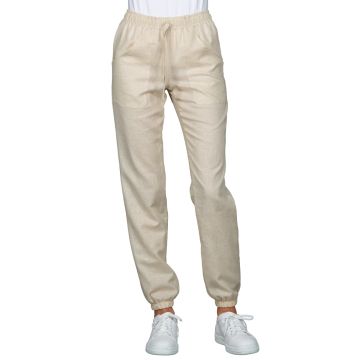 Pantagiaffa unisex in lino con elastico alla caviglia